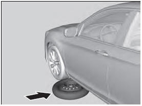 5. Place the compact spare tire (wheel side up)