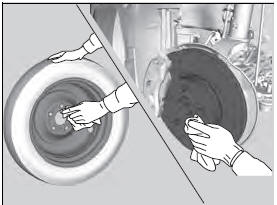 2. Wipe the mounting surfaces of the wheel