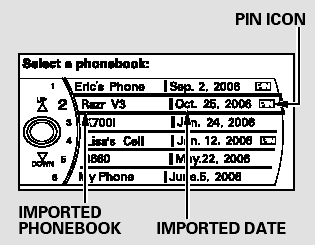 Select ‘‘Search Imported Phonebook,’’ and a list of imported