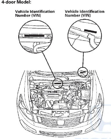 Honda Accord: Identification Number Locations - General Information - Honda Accord MK8 2008-2012