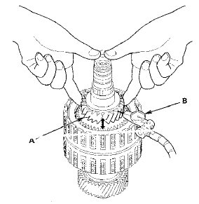 7. Measure the 1st gear axial clearance in at least three