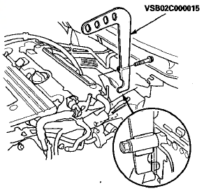 61. Tighten the front engine mount bolt (A).