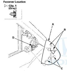 3. Disconnect the power mirror connector (A).