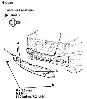 8.2-door: If necessary, remove the bolts (A) and the clip
