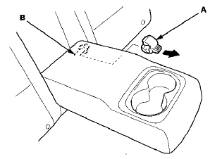 5. Remove the armrest clip (B) from the slit in the collar