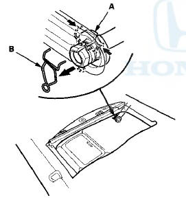 6. Slide the armrest (A) toward the driver's side, and