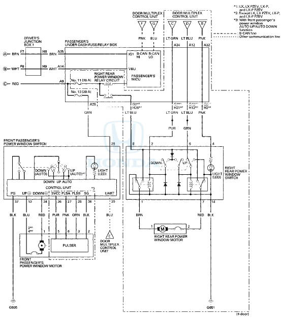 Honda Accord: Circuit Diagram - Power Windows - Body Electrical - Honda