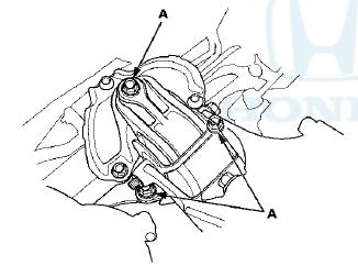 8. Loosen the upper transmission mount bracket