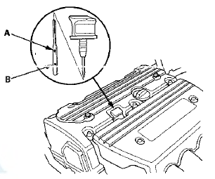 4. If the engine oil level is nearer below the lower mark,