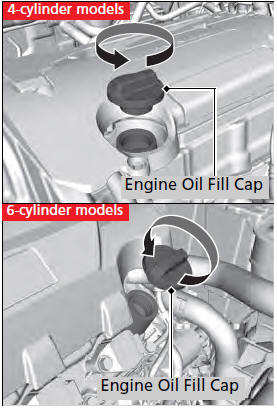 1. Unscrew and remove the engine oil fill cap.