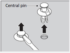 Insert the clip with the central pin raised, and push