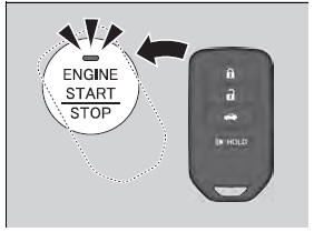 1. Touch the center of the ENGINE START/
