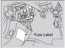 Fuse locations are shown on the label on