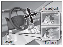 1. Pull the steering wheel adjustment lever up.