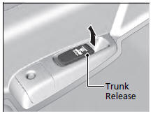 Pulling the trunk release to the lower left of