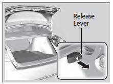 2. Pull the release lever in the trunk to release