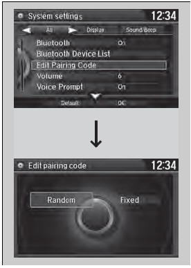 • To change the pairing code setting