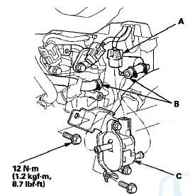 2. Disconnect the CMP sensor B connector (A).