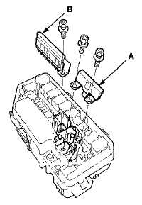 7. Release the three lock tabs (A), then remove the ELD