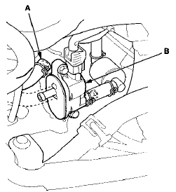 7. Disconnect the vacuum hose (A) from the purge line