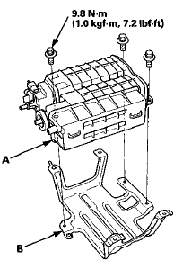 9. Remove the EVAP canister vent shut valve (A) and