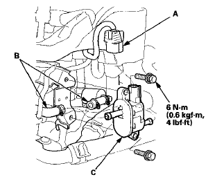 2. Disconnect the hoses ( B ) , then remove the I V A P