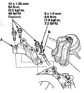 35. Install new upper transmission mount bracket bolts