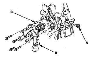 5. Remove the drain plug (A), the filler plug (B), the