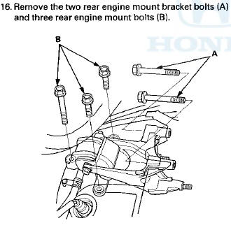 17. Remove the power steering line holder mounting