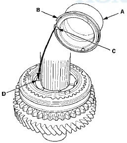 8. Install the needle bearing (A),