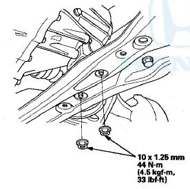 24. Install the subframe mid mount on both sides with