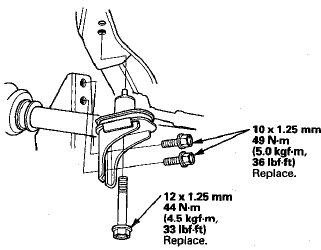 25. Install the rear engine mount bracket bolts with new bolts.