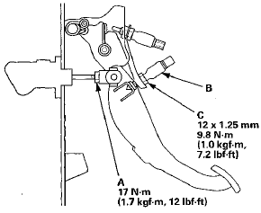 5. With the clutch pedal released, turn in the clutch pedal