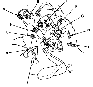 2. Pry out the lock pin (C), and pull the clevis pin (D) out