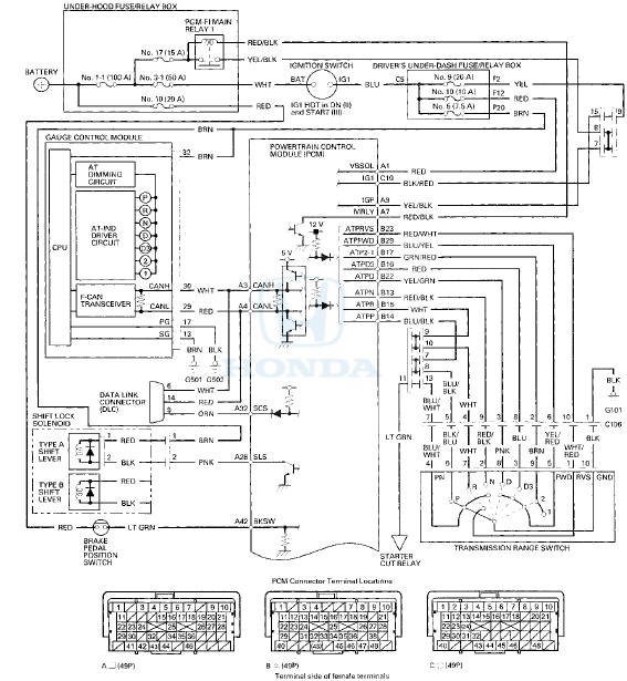 Circuit Diagram - PCM A/T Control System (cont'd)