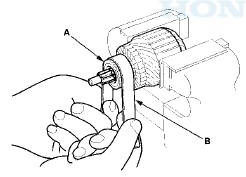 5. Check the commutator diameter with an electronic