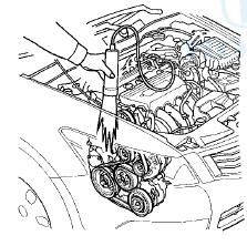 9. Aim the light toward the pointer (A) on the cam chain