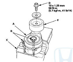3. Install the tensioner pulley in the reverse order of