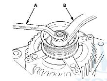 4. Remove the harness stay and the three flange nuts