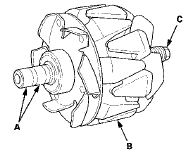 15. Check for continuity between each slip ring and the