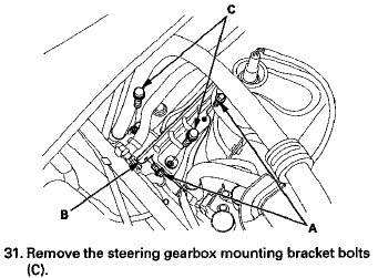 32. Remove the power steering (P/S) fluid return hose