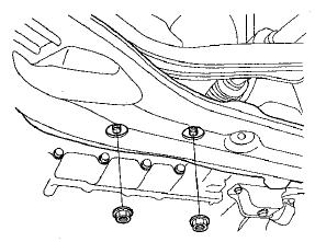 52. Remove both sides front subframe mid-mount bolts.