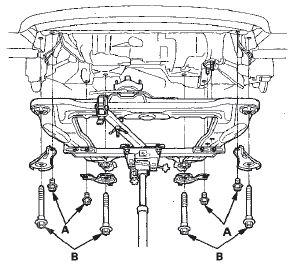 57. Place a jack under the transmission.