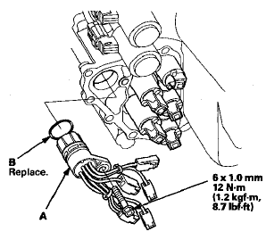 18. Remove the shift solenoid valve mounting bolts (F),