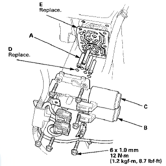 11. Remove the ATF joint pipes (A), the O-rings (D), and