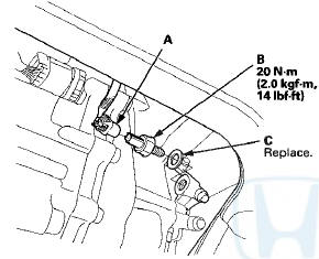 4. Install a new transmission fluid pressure switch B (3rd