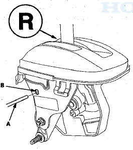 7. Align the shift cable slot (A) between the socket holder