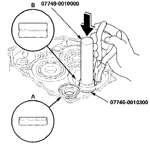 5. Release the snap ring pliers, then push the bearings