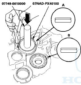 3. Release the snap ring pliers, then push the bearing