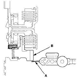 6. Lift 5th gear (A) up while holding the mainshaft, and